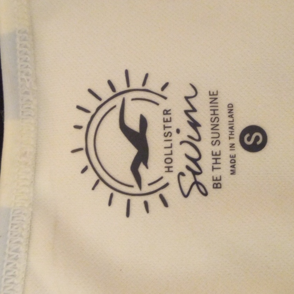 Hollister Swim One Piece Swimsuit Women Sz S White Blue Tie Front Cut Out - Picture 9 of 10